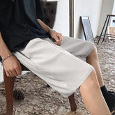 Hearujoy Summer Ice Silk Shorts Men Fashion Gray Pleated Shorts Men Japanese Streetwear Loose Beach Shorts Mens Oversized Casual Shorts